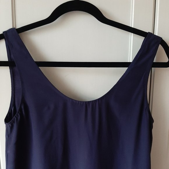 Aritzia T.  Babaton 100% Silk Round Neck Mini Dress Slip in Navy - Picture 3 of 5